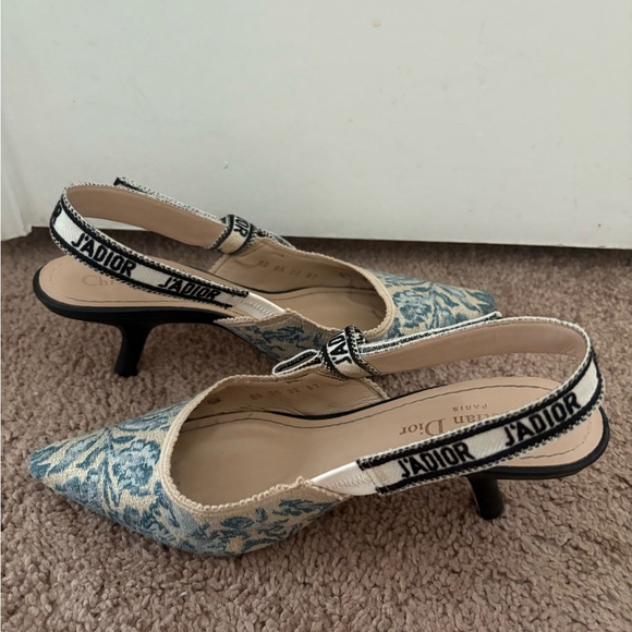 Dior J'Adior Blue and Cream Slingback Heels - Picture 1 of 4